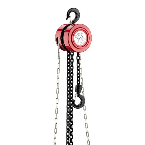 Wiltec Palan à chaîne 1 t – 145 x 145 x 130 mm – Longueur de chaîne 3 m – Levage simple de charges – Poulie a chaine pour Agriculture Sylviculture Industrie Paysagisme Atelier