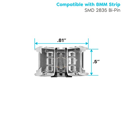 Image of Luxrite 5-Pack 2 Pin LED Strip Light Connector, 8MM Wide Strip to Strip Connection, Single Color SMD 2835 Tape Light Bi-Pin Compatible