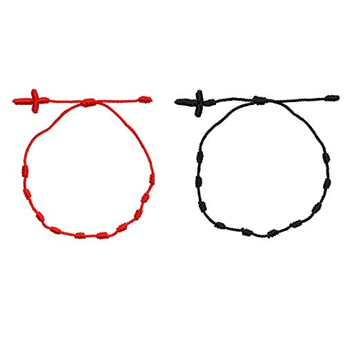 Norlso 2 Pcs Cross Bracelet For Women Men Adjustable Handmade Braided Bracelet Christian Blessing Bracelet Charm Bracelets Religion Jewelry Gift (2Pcs) #TOP12