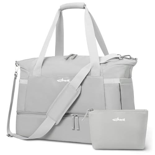 Image of Gym Duffel Bag for Women, Grey, Gym Bag With Usb Charging Port