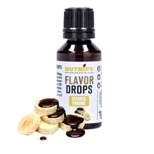 NUTRIFY Flavor Drops - Plátano de chocolate de 30 ml, gotas aromáticas sin calorías, más sabor en alimentos y bebidas, sin azúcar, sin grasa, vegano, sin colorantes artificiales