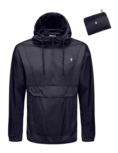 Image of Little Donkey Andy Mens Water-Repellent Windbreaker Packable, Ultra Light Quick-Dry Light Jacket Half Zip Pullover