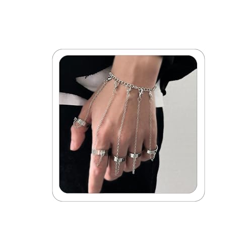 Bethynas Punk Tassel Bracelet With Slave Finger Rings Gothic Hand Harness Hip Hop Kurapika Chain for Women