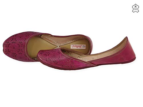 Image of Fulkari Women Cutwork Casual Genuine Soft Leather Jutis | Bite and Pinch Free Juttis | Punjabi Jutti | Girl's Office Flat Ladies Mojari | dailywear Ethnic Juti |