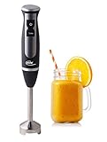 Elta Stabmixer Edelstahl (Pürierstab/Smoothiemixer 600 Watt, 2 Geschwindigkeiten, Edelstahl Klingen, inkl. Mix- und Messbehälter 600ml, Turbo Funktion)