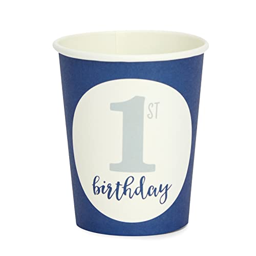 144-Piece Baby First Birthday Decorations For Boy, 1St Birthday Theme Party Supplies With No 1. Plates, Napkins, 9Oz Cups, And Cutlery, Nautical Blue Color (Serves 24) #TOP4