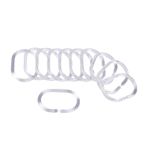 Interior 6CRD006BC Douceur Anillos de Cortina de Ducha 12 Piezas Transparentes Blanca 4 x 0,4 x 6 cm
