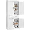 Yaheetech 725 Kitchen Pantry Storage Cabinet with Drawer Freestanding Pantry Cupboard with Doors and 2 Adjustable Shelves Modern Utility Pantry Cabinet for Dinning Room Living Room White