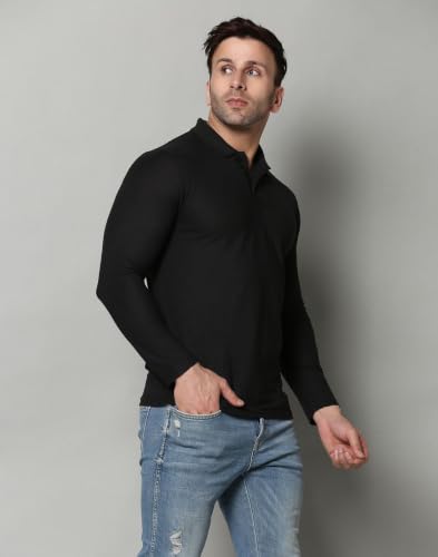 Image of INKKR Full Sleeve Men's Solid Polo Neck T-Shirt Combo