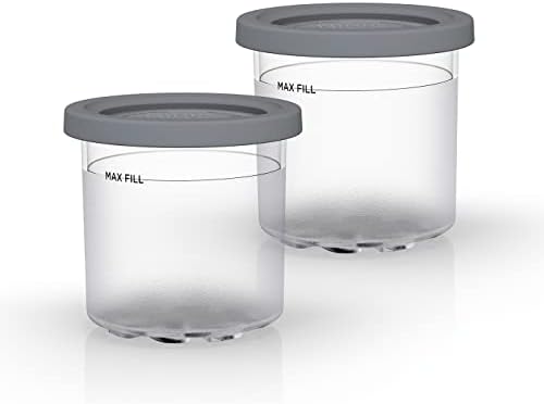 Ninja Dessert Tubs - Pack of 2 [XSK2PNT300EUK] Official Accessory Compatible with Ninja Ice Cream Maker NC300UK, Grey/Clear