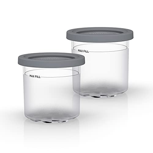 Ninja Dessert Tubs - Pack of 2 [4437KU300EUUK] Official Accessory Compatible with Ninja Ice Cream Maker NC300UK, Grey/Clear