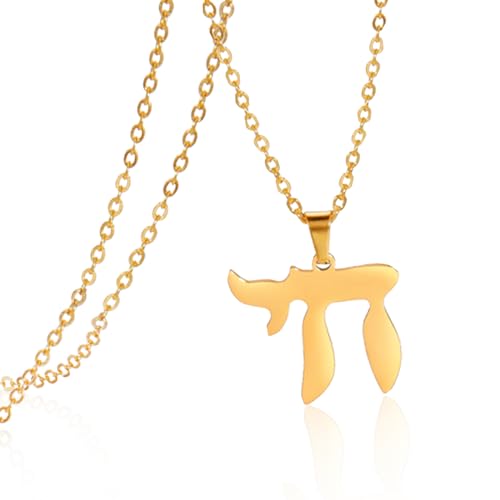 VASSAGO Jewish Star Necklace Stainless Steel Chai Pendant Am Yisrael Hebrew Amulet Jewelry Gift for Women Men