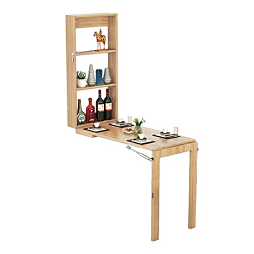 Tavolo pieghevole a ribalta a parete, tavolo da pranzo galleggiante multifunzione da cucina, scrivania per computer, tavoli da bar, convertibile in pittura murale, con viti, colore legno (75x45