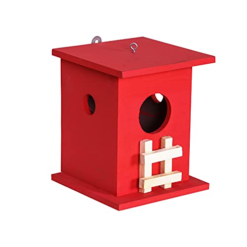 Cket Bird House Nest Breeding Box for Sparrow, Hummingbird, Kingfisher for Balcony and Garden Hanging Wooden Water Resistant with Hanging and Wall Patch (Red) (B0993RYG5F) Amazon Price History, Amazon Price Tracker