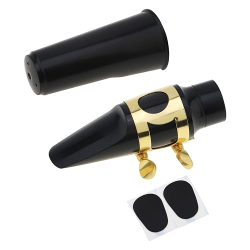 OriGlam Alto Sax Saxophone Mouthpiece, Professional, Lightweight, Black, E, Plastic, Metal