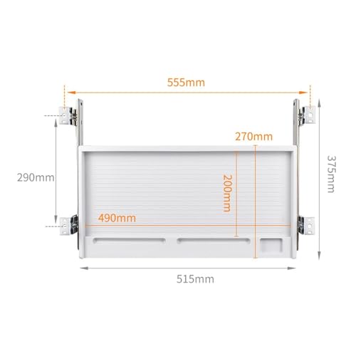 Guías de Cajón con Rodamientos de Bolas para Extensión Completa, Bandeja Deslizante para Teclado para Organizador Bajo Escritorio para Gestión de Cables y Soporte para Tira de Energía (Blanco) miniatura 7