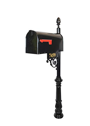 The Essex Standard Black Mailbox With Address Plaque, Flag, And Numbers Included. Complete Luxury Mailbox And Post Combo Kit With Beautiful, Unique, Classic, Traditional, Decorative Features. #TOP20
