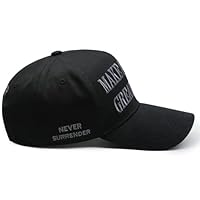 CAKEASY Black MAGA Hat, 45-47 Never Surrender Slogan Hat, 2024 Black Hat USA Embroidered Adjustable Baseball Cap for Supporter, Musk's Dark MAGA Hat