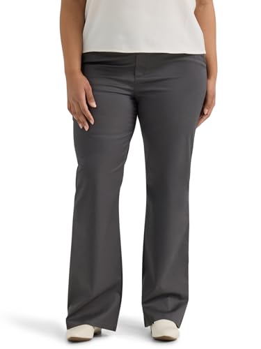 Lee Women's Plus Size Wrinkle Free Mid Rise Bootcut Pant Static Gray 22 Plus Petite