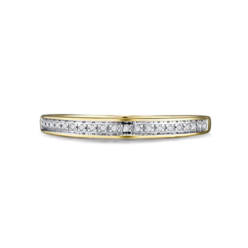 Santuzza 10K Yellow Solid Gold Genuine Diamond Stacking Band Dainty Ring For Women (9) #TOP1