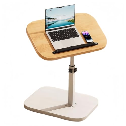 Ziuuihuサイドテーブル 昇降式 360°回転 長さ45cm×幅28cm 高さ調節可能 45?80cm Cの字型 パソコンデスク 勉強机 仕事 学習デスク ベッド ソファ 介護 学習テーブル 組立簡単 四角形 昇降式 ベッドサイド ソファー温に強い 耐