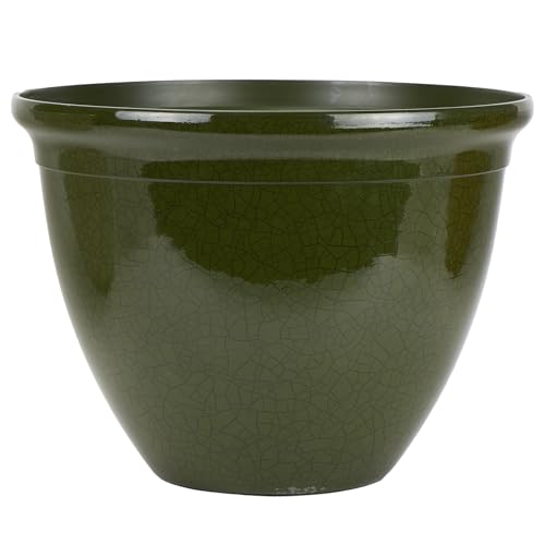 The-HC-Companies-14-Inch-Tucson-Decorative-Round-Planter-Lightweight-Premium-Resin-Plant-Pot-with-a-Ceramic-Look-for-Indoor-Outdoor-Use-Green-Crackle The HC Companies 14 Inch Tucson Decorative Round Planter Lightweight Premium Resin Plant Pot with a Ceramic Look for Indoor Outdoor Use Green Crackle