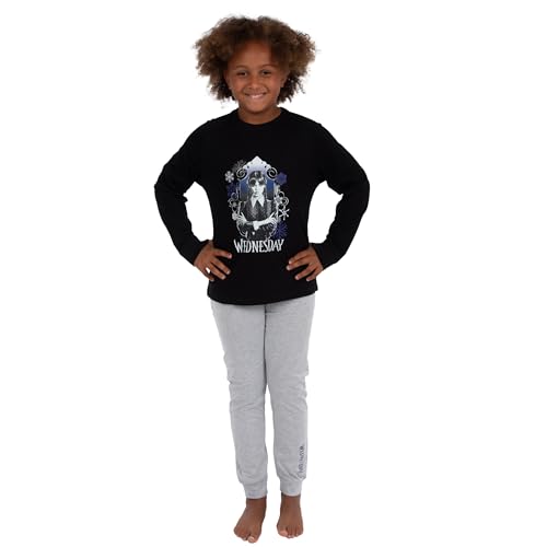 Wednesday Mädchen Schlafanzug | Mädchen-Pyjama-Sets | Die Addams Family Kinder Pyjamas | Schwarz 152