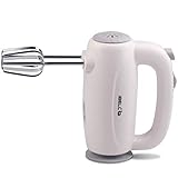 IBELL HM390L 200-W Hand Mixer Blender/Electric Cream Maker for Cakes with Base 5 Speed Control and 2 stainless Steel Beaters, 2 Dough Hooks (White)