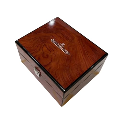 Imagen de ROUREOX Caja Reloj Lacada Alto Brillo Acabado Madera Roja Interior Beige Herrajes Plata Estuche Almacenaje para Jaeger-LeCoultre
