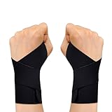Cyberwork 2 Stück Handgelenkbandage, ultradünne bandage handgelenk sehnenscheidenentzündung, handgelenkstütze links & rechts, verstellbare atmungsaktive Unterstützung für Sport Fitness (Schwarz)
