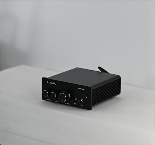 Roxel AMP-150BT Amplifier for 2 Channel Wireless Stereo Audio Amplifier Receiver, Mini Hi-Fi Amp for Speakers up to 90W x 2, with Bass and Treble Control, Wireless Streaming for Passive Speakers - 8