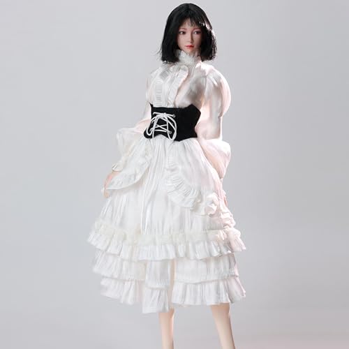 Robe longue gothique blanche 1/6 résistante pour vêtement poupée