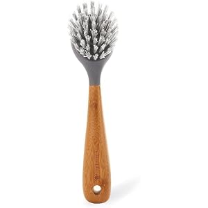 Full Circle Scrub Brush for Cast Iron Cookware, Dishes Pots, Sinks – Sustainably Sourced with Bamboo Handle