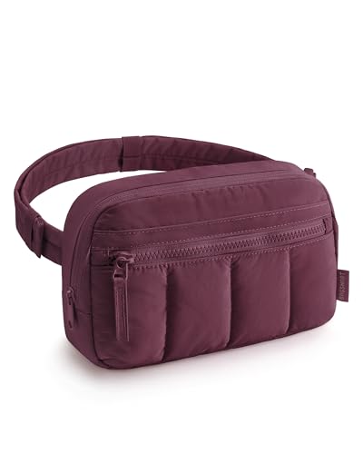 Image of BAGSMART Fanny Packs for Women Cross Body, Quilted Puffy Belt Bag with Pockets, Fashion Waist Packs for Traveling Hiking,Red