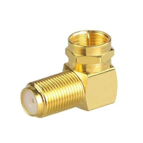 Adaptateur coaxial coudé à 90° F mâle-femelle plaqué or pour câble d'antenne TV