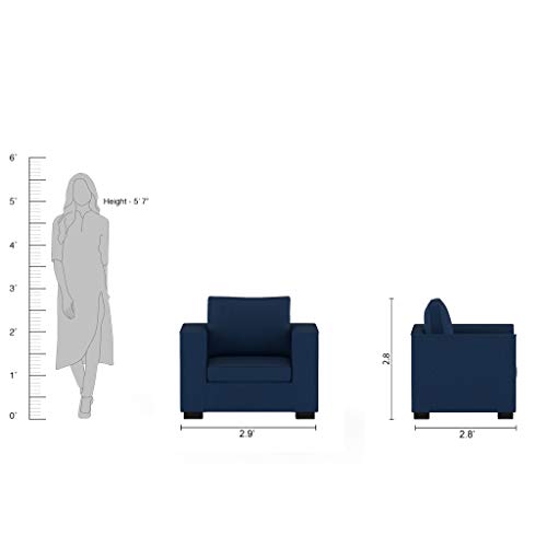 Image of Amazon Brand - Solimo Cosmos Fabric 1 seater Sofa (Blue)