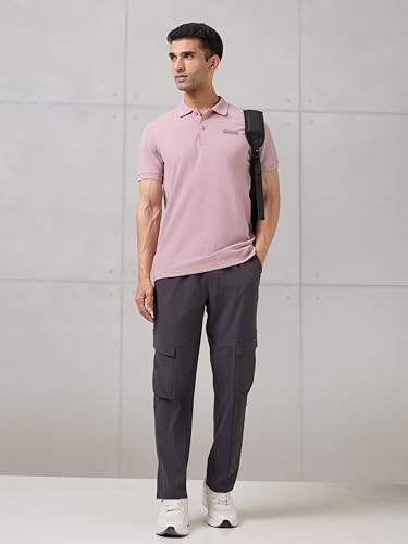 Image of TECHNOSPORT Men's Slim Fit Striped Half Sleeve Active Out Matpiq Polo T-Shirt for Gym, Sports & Regular Use
