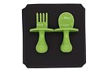 BABY BOOM Juego de cubiertos ergonómicos para bebés Cuchara y tenedor - A partir de 8 meses - Aprendiendo a comer solo adaptado a las pequeñas manos del niño BLW Diversificación de alimentos