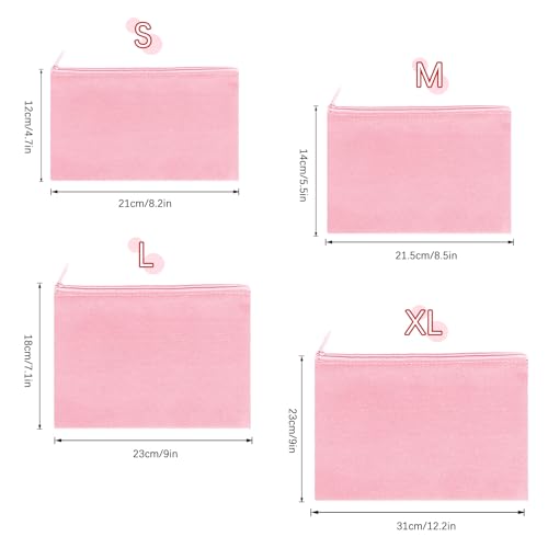 Image of 12 Pieces Cotton Canvas Makeup Bag, Multipurpose Cosmetic Bag with Zipper Travel Toiletry Pouch, Blank DIY Craft Bag (Multicolored A, XL)