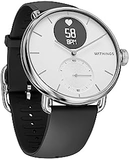 Withings Scanwatch – Hybrid-Smartwatch mit EKG, Herzfrequenz, SPO2 und Schlaf-Tracking, Sport-Smartwatch, Schrittzähler-Smartwatch mit Ladegerät – 38 mm – Weiß