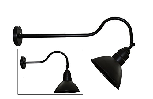 Gooseneck Barn Light Fixture (2 Pack) - Black - Adjustable 10