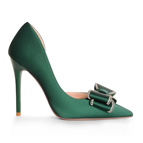 ANN CREEK Women's Pumps High Heel Pointed Closed Toe Stiletto Heels for Women Bow Heeled Pumps Shoes Satin D'Orsay Wedding Prom Evening Dressy2