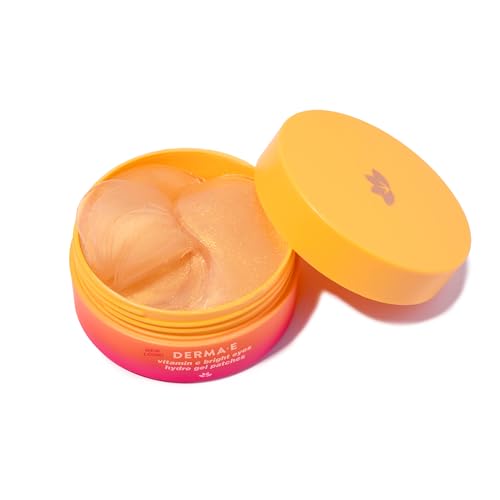 Derma E Vitamin C Bright Eyes Hydro Gel Under Eye Patches for Dark Circles (60 Ct, 30 Pairs) Allantoin, Caffeine & Vitamin B3, Eye Patches for Fine Lines, Wrinkles, Dark Circles & Puffy Eyes