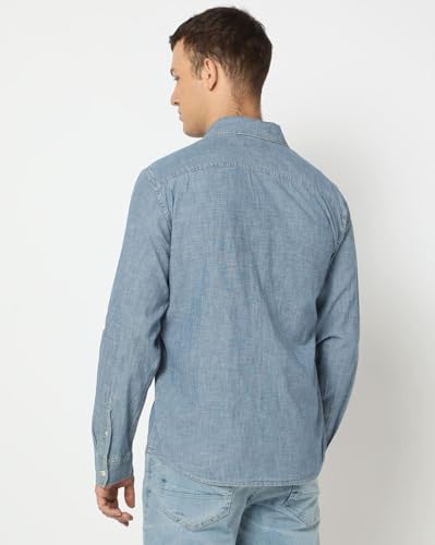Image of Gap Men Slim Fit Full Sleevesd Collared Chambray Shirt