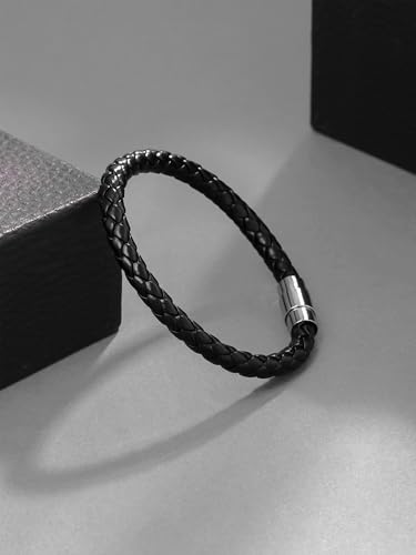 إسورة من يلو تشايمز للرجال، مصنوعة من الجلد، بلون أسود وتصميم عصري، مقاس متوسط