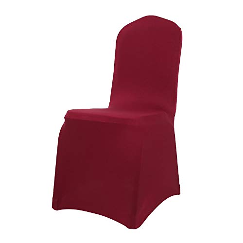 JS One Fundas para Sillas Comedor Elásticas para Banquetes Boda Lavables 1/4/6/10 Pcs - (Borgoña) Cover