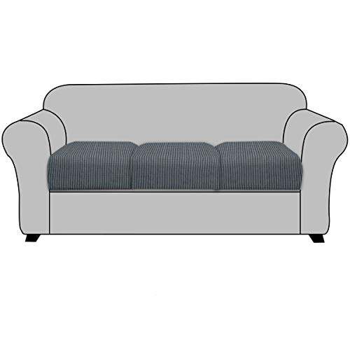 Sofa Cushion Covers NORTHERN BROTHERS Stretch Couch Cushion Covers Spandex Sofa Seat Covers for 3 Cushion Couch Cushion Slipcovers Covers for Living Room (3 Piece Couch Seat Covers, Charcoal Gray)