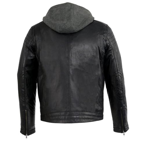 Image of Milwaukee Leather Men's Anthracite Fashion Casual Leather Jacket w /Removable Hoodie SFM1845