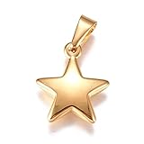 Beadthoven 10pcs Stainless Steel Christmas Star Pendants Polish Gold Star Metal Dangle Charm Beads with Pinch Clip Clasp for DIY Necklace Jewelry Making Accessories Findings