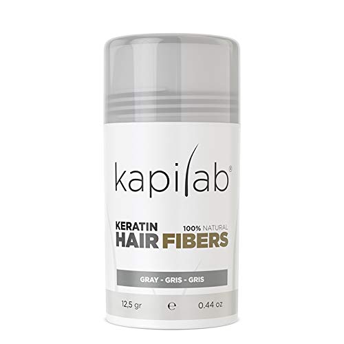 Kapilab Hair Fibers 12.5g -Grey, Easy To Apply, Complete Natural Look Keratin Powder, Prevents Hair Loss, Long Lasting Hair Fibers, Hides Hair Loss